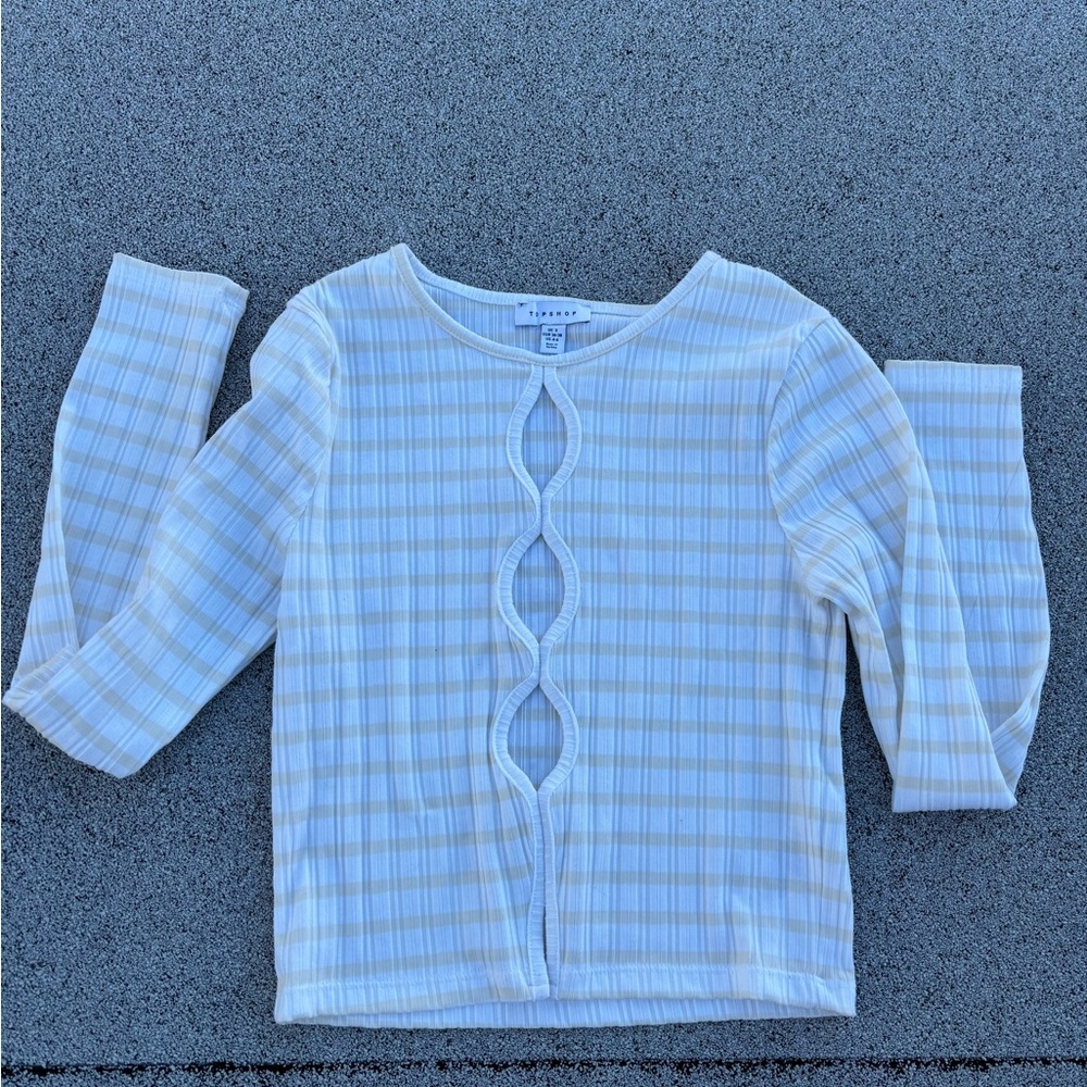 Topshop White and Yellow Plaid Long Sleeve Top